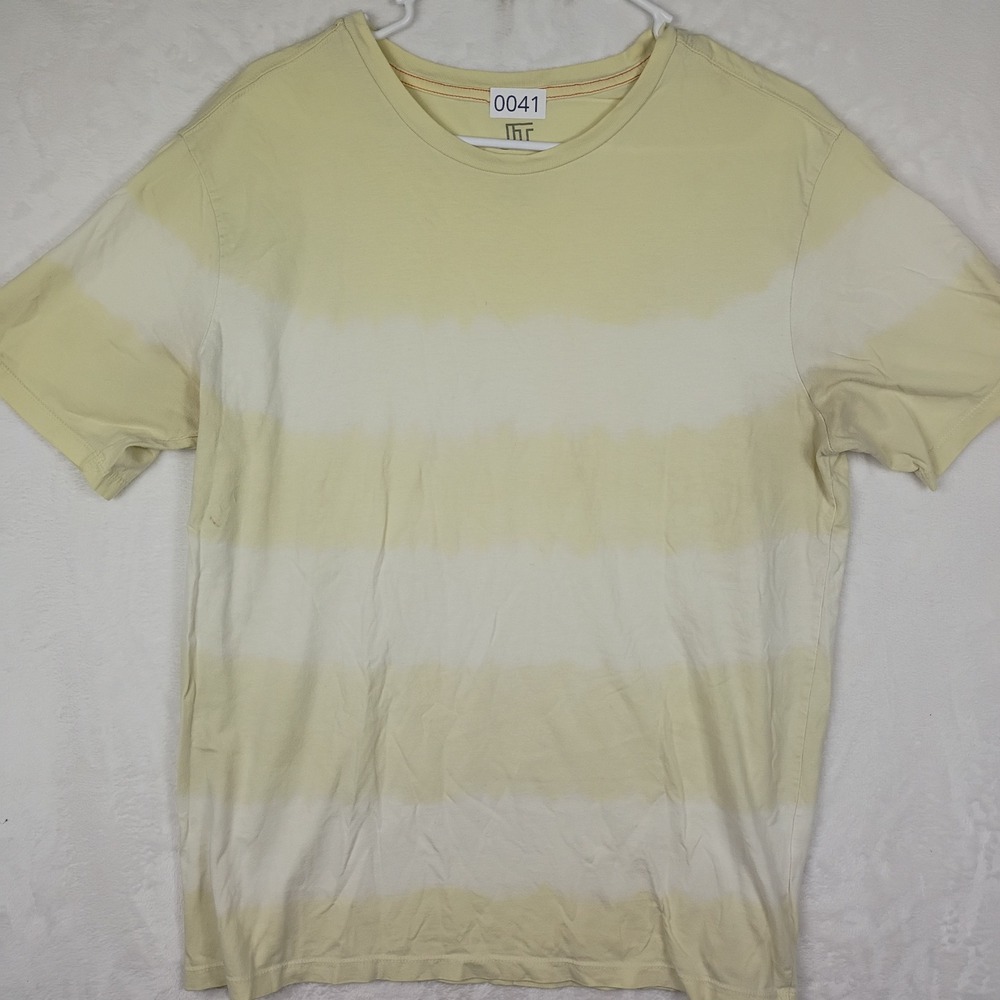 JackThreads Men Medium Yellow White Tie Dye Stripe Crewneck Short Sleeve T-Shirt